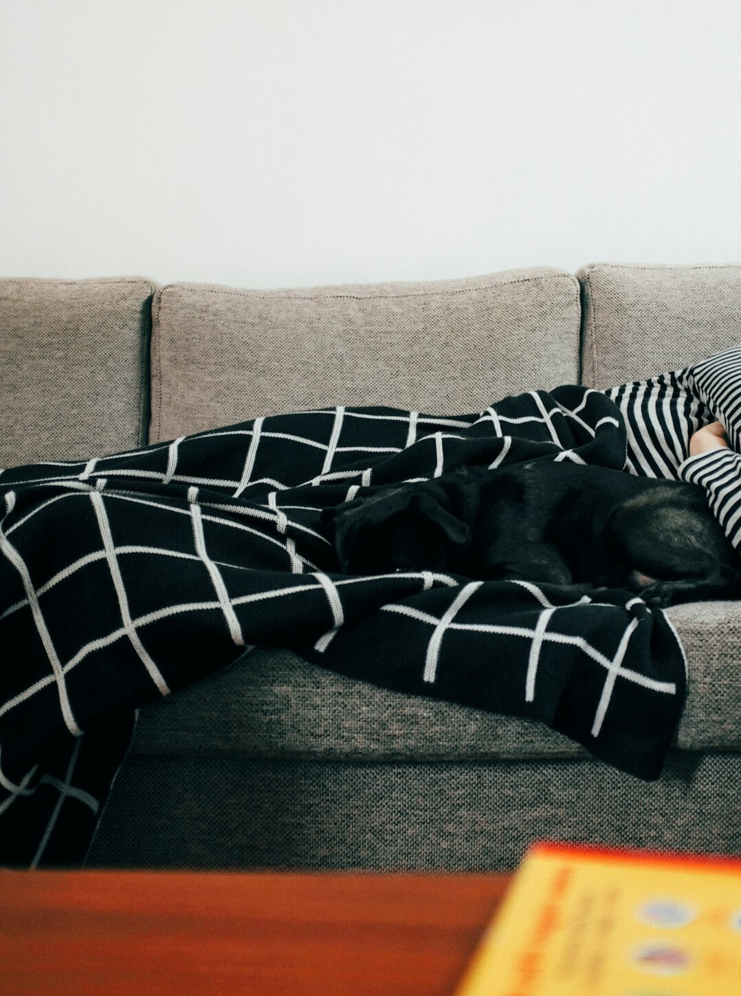 tired person on couch