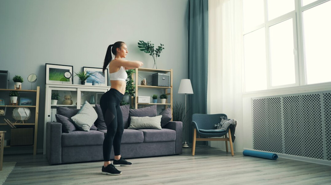 woman doing home workout