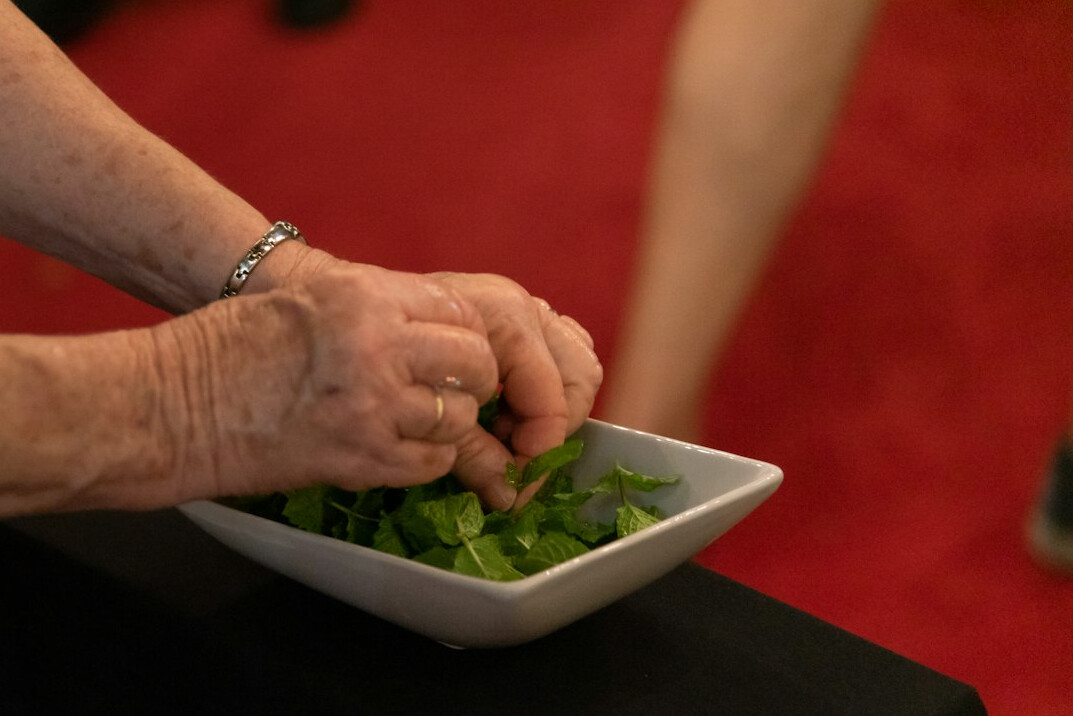 woman preparing salad